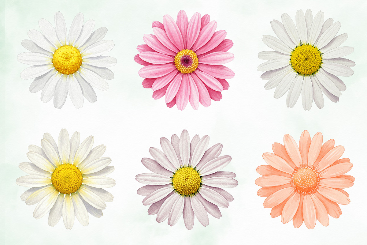 Daisy Flower Watercolor Clipart, an Illustration by Creative Art (Photo 5 of 7)