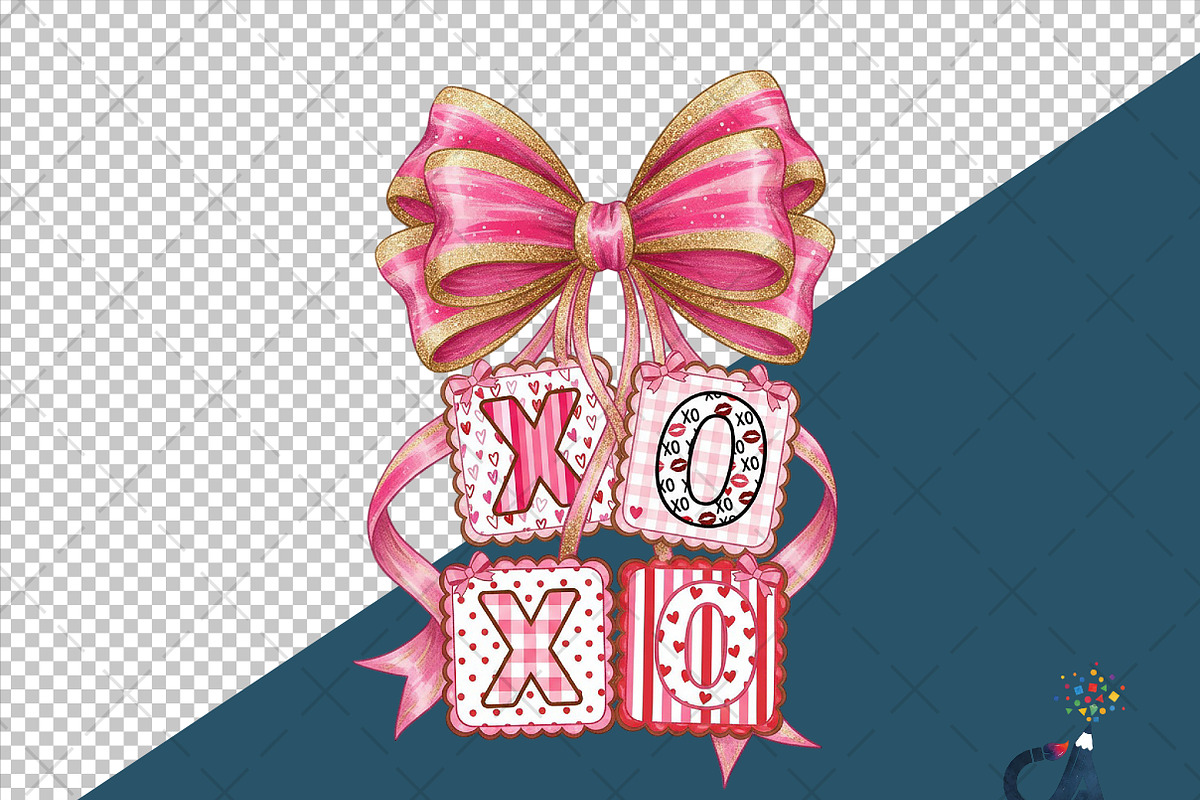 XOXO Valentine Pink Bow PNG, an Illustration by Creative Art (Photo 6 of 6)