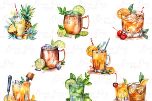 Watercolor Cocktail & Drinks Clipart