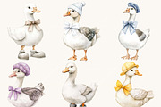 Watercolor Silly Goose Clipart, an Animal Illustration by SparkyDesignsUS (Thumbnail 2 of 8)