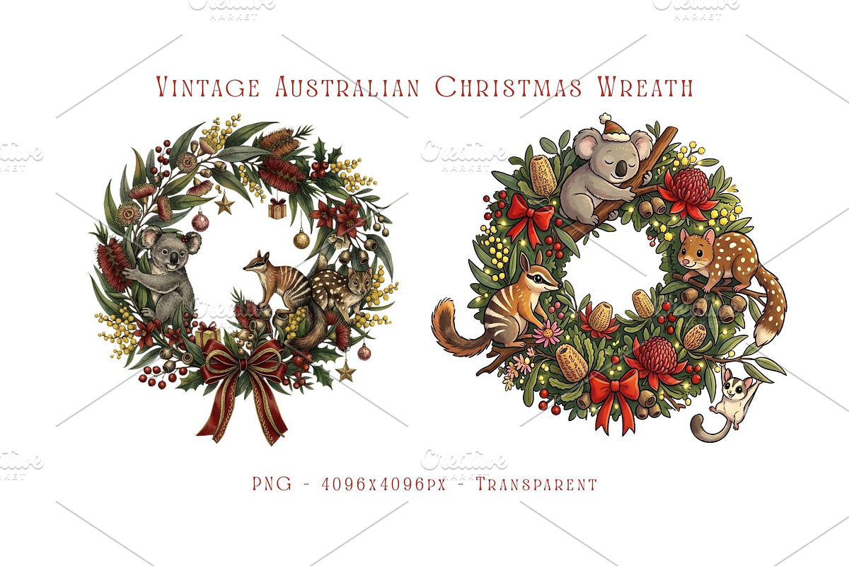 Vintage Australian Christmas Wreath, an Object Graphic by UniqueMe (Photo 1 of 6)