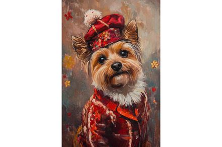 Yorkshire Terrier in Red Attire Art