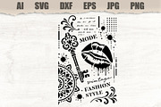 Stencil Vintage Fashion Lips, an Object Illustration by MARYCRAFTIRIA (Thumbnail 1 of 3)
