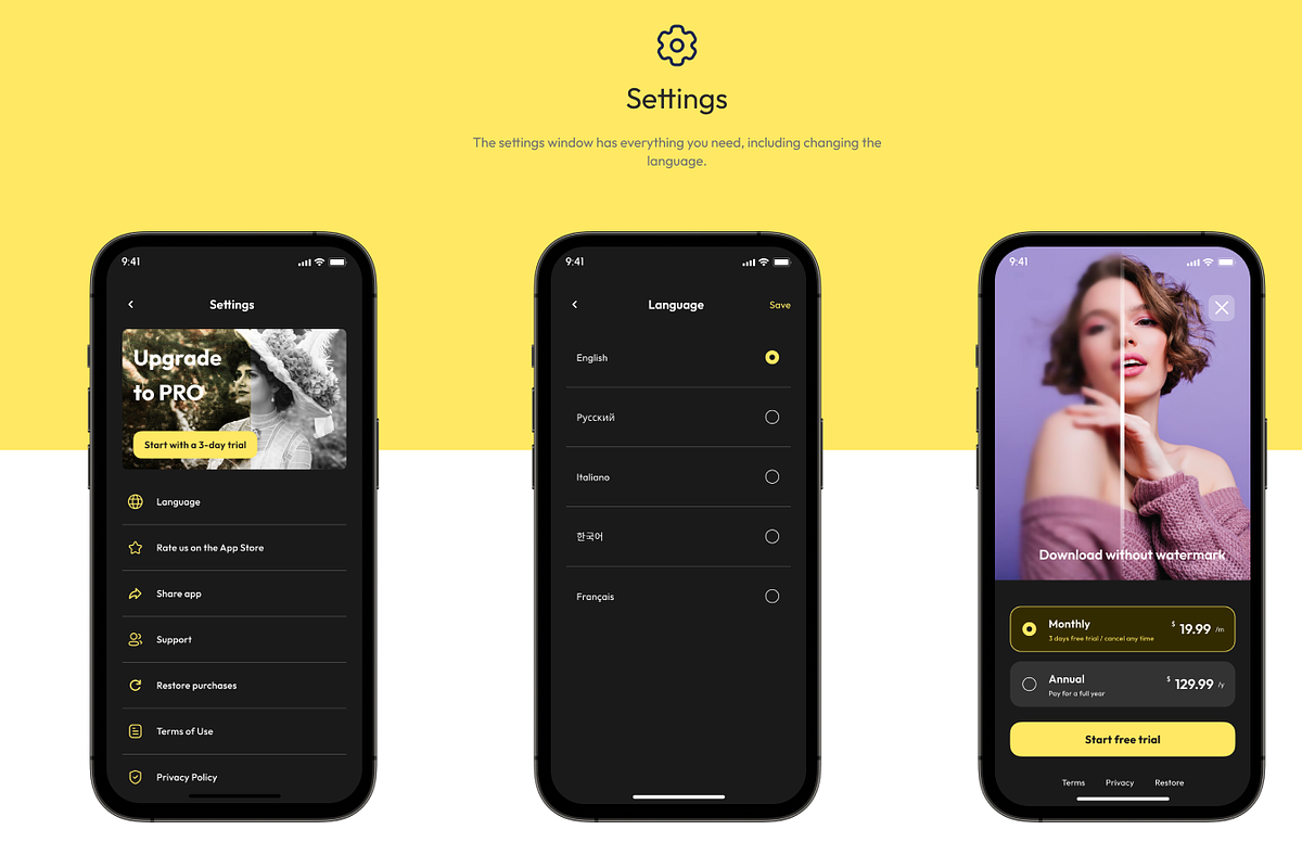 Enhancer Photo ui kit, an App Template by Shoppie (Photo 3 of 7)