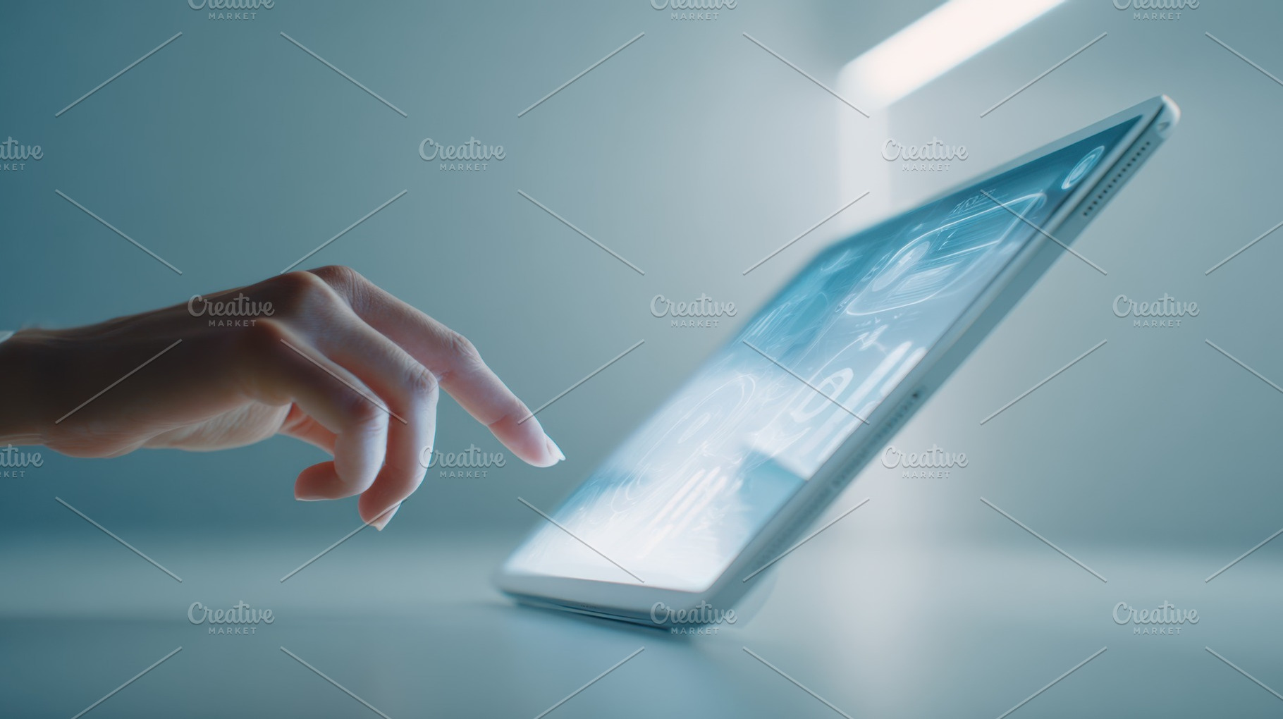 Touching a tablet in a bright room, a Photo by Beautiful things