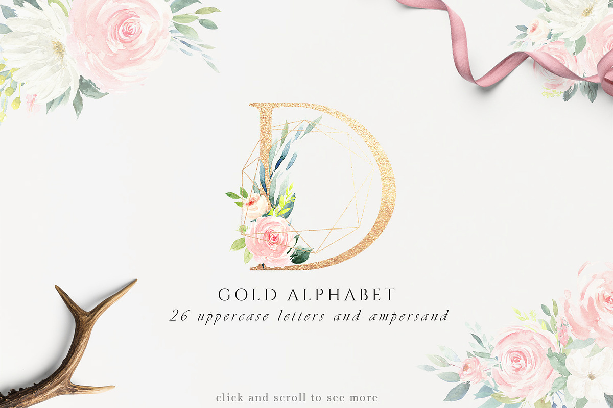 Floral Alphabet Design Set, a Decorative Illustration by Pixavics (Photo 4 of 12)