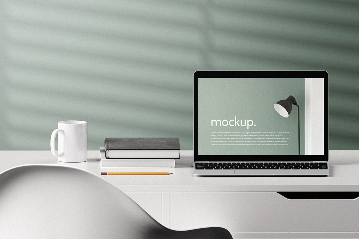 Laptop Office Concept Mockup Pack, a Mac Mockup by mocko (Photo 3 of 12)