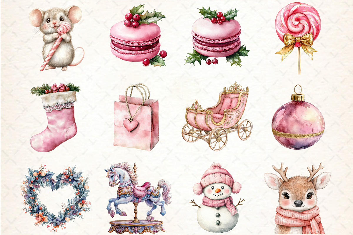 Kawaii Coquette Christmas Clipart Bu, an Illustration by DreamCafeArt (Photo 3 of 4)