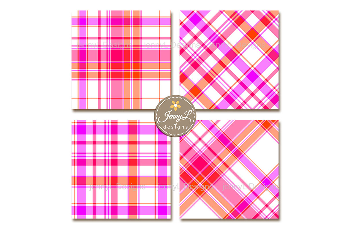 Neon Valentine Plaid Digital Papers, a Pattern Graphic by JennyL Designs (Photo 2 of 8)