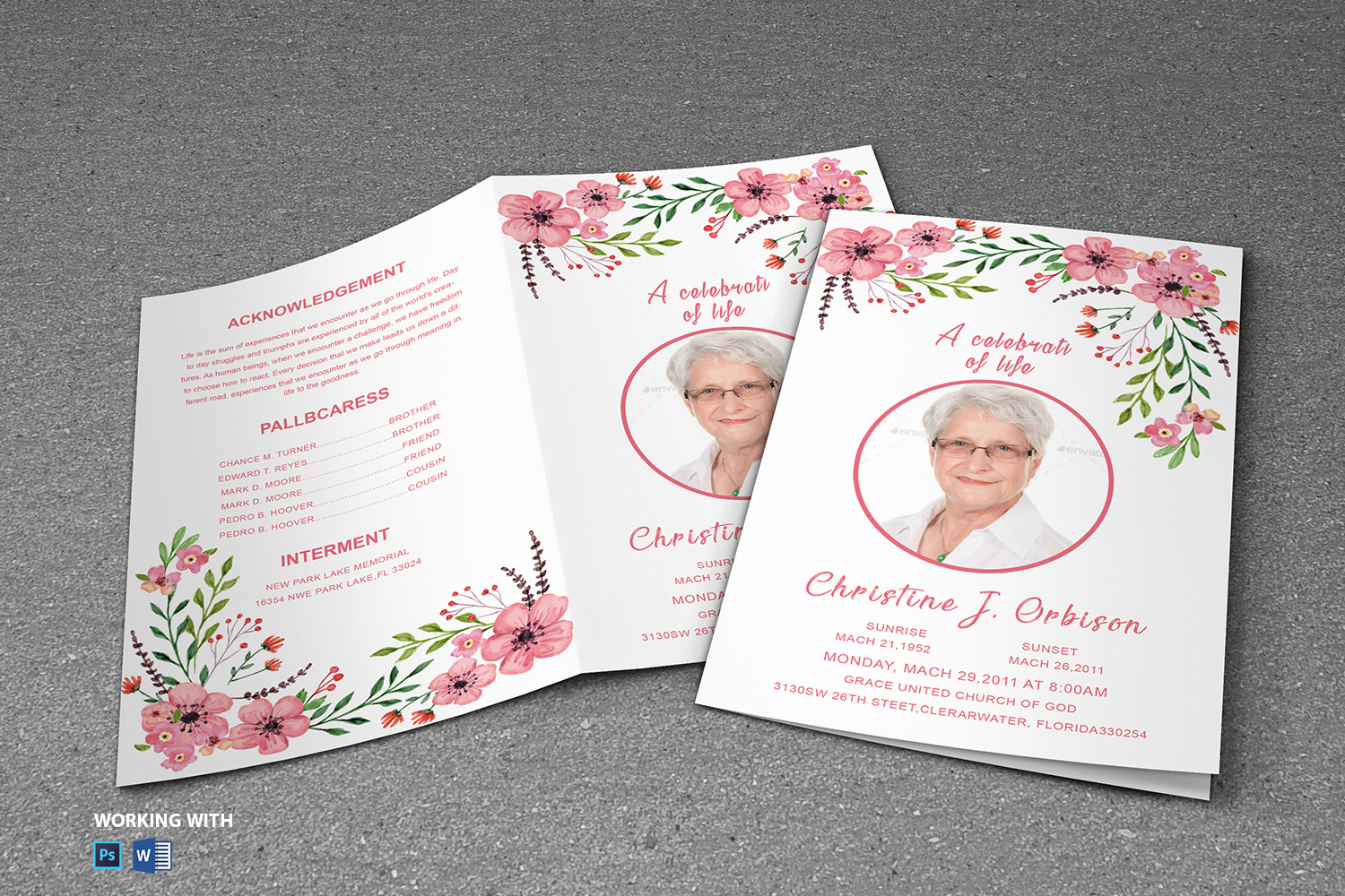 Funeral Program Template | Brochure Templates ~ Creative Market