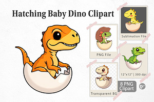Hatching Baby Dinosaur Clipart, a Graphic by Artnoy