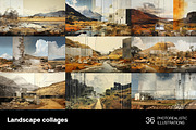 Landscape collages. 36 images, a Decorative Illustration by Handmadefont (Thumbnail 4 of 10)