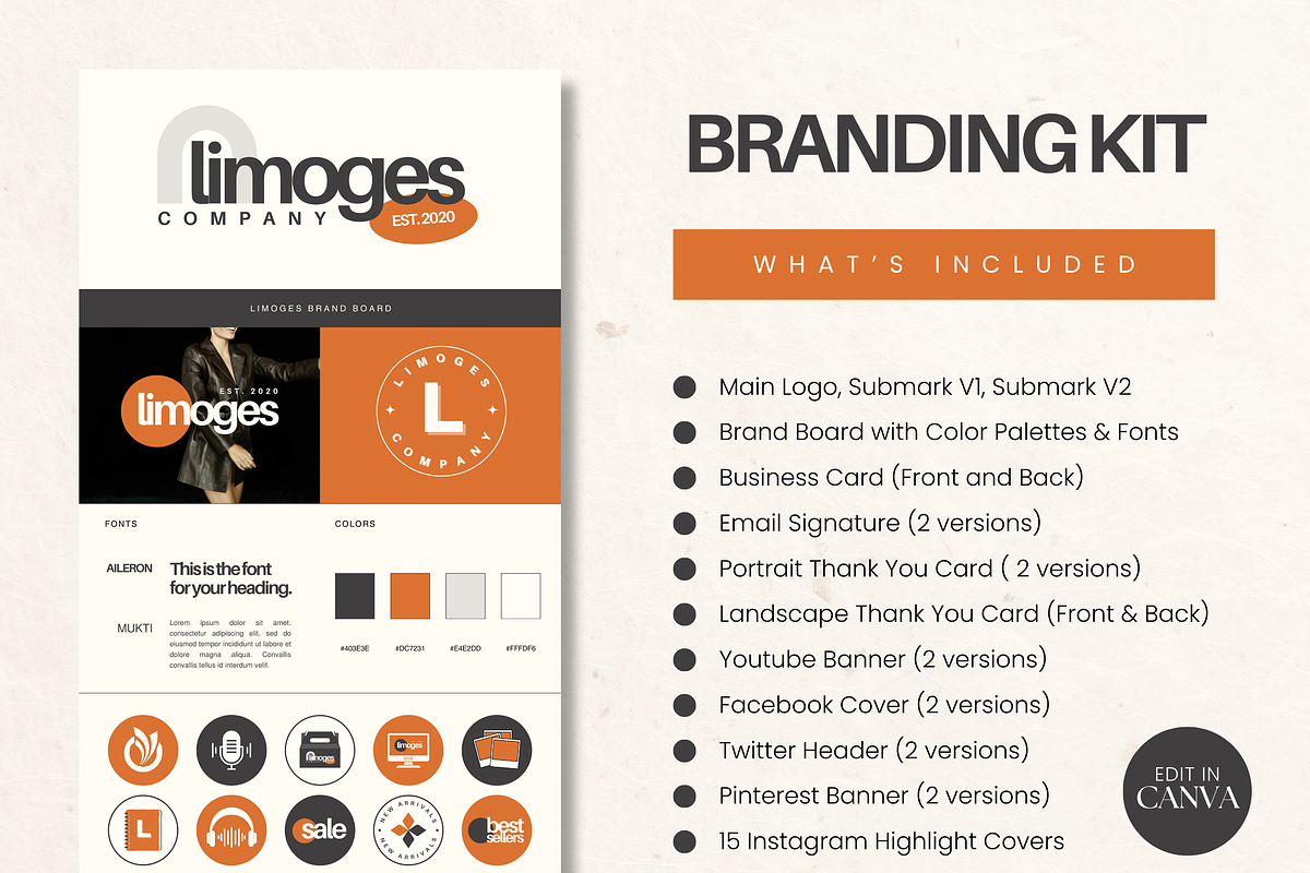 Canva Modern Branding Kit Template, a Branding & Logo Template by Branding Babe Co. (Photo 2 of 9)