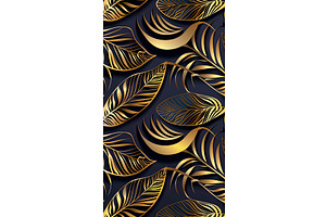 Elegant gold leaf shapes layered on, a Texture Illustration by Lermont51