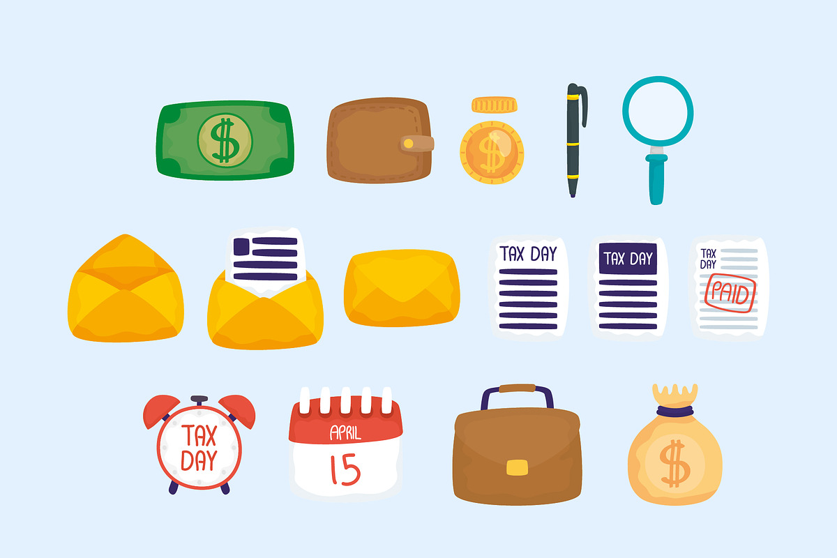 Tax Day Icons Set, a Templates & Theme by studiogstock (Photo 1 of 2)