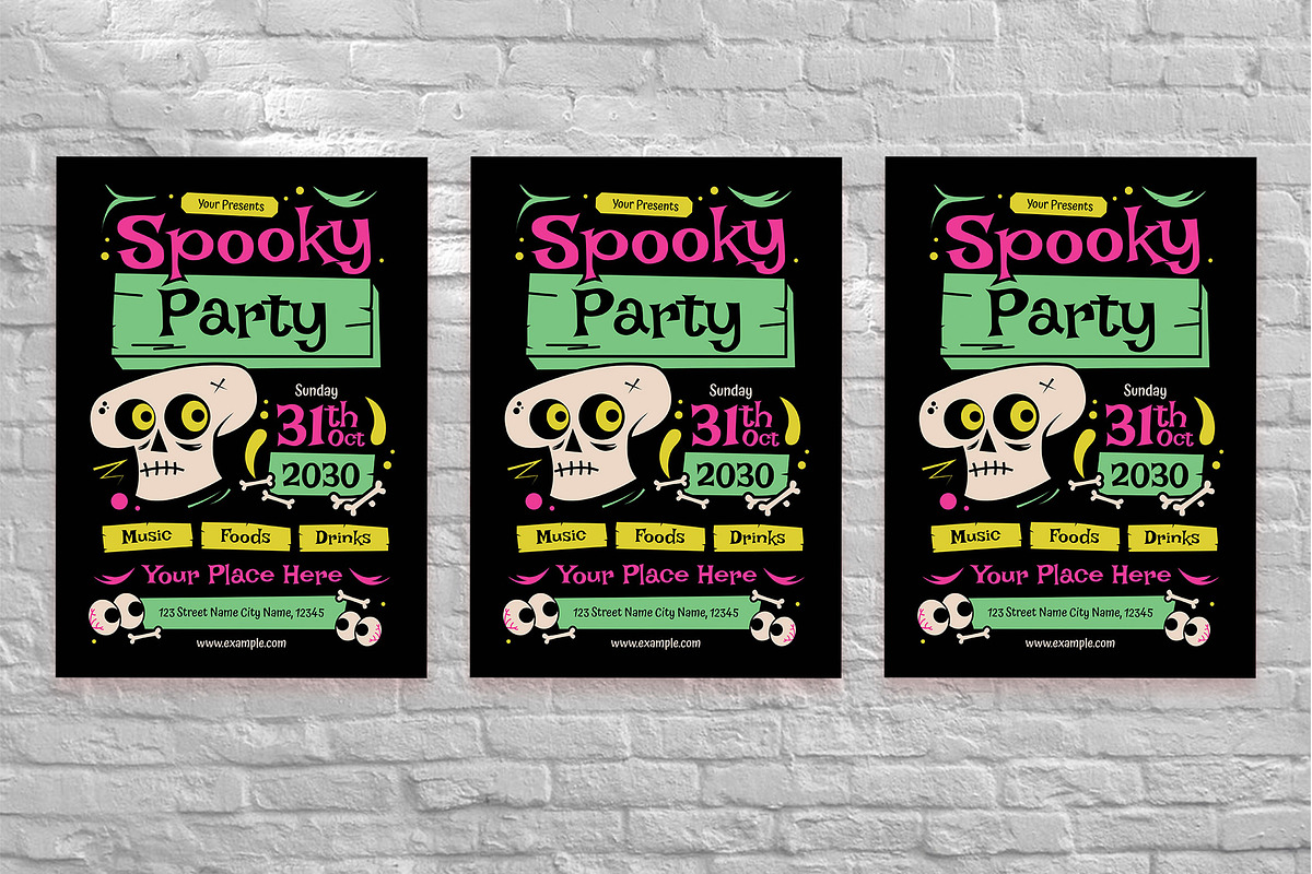 Black Spooky Party Flyer Set, a Flyer Template by Aiyari Graphic (Photo 3 of 3)