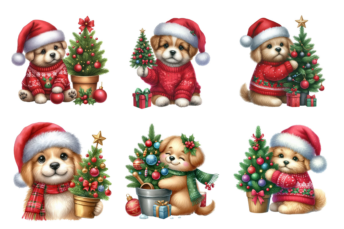 Cute Christmas Puppy Clip Art, an Illustration by Design Market (Photo 2 of 5)