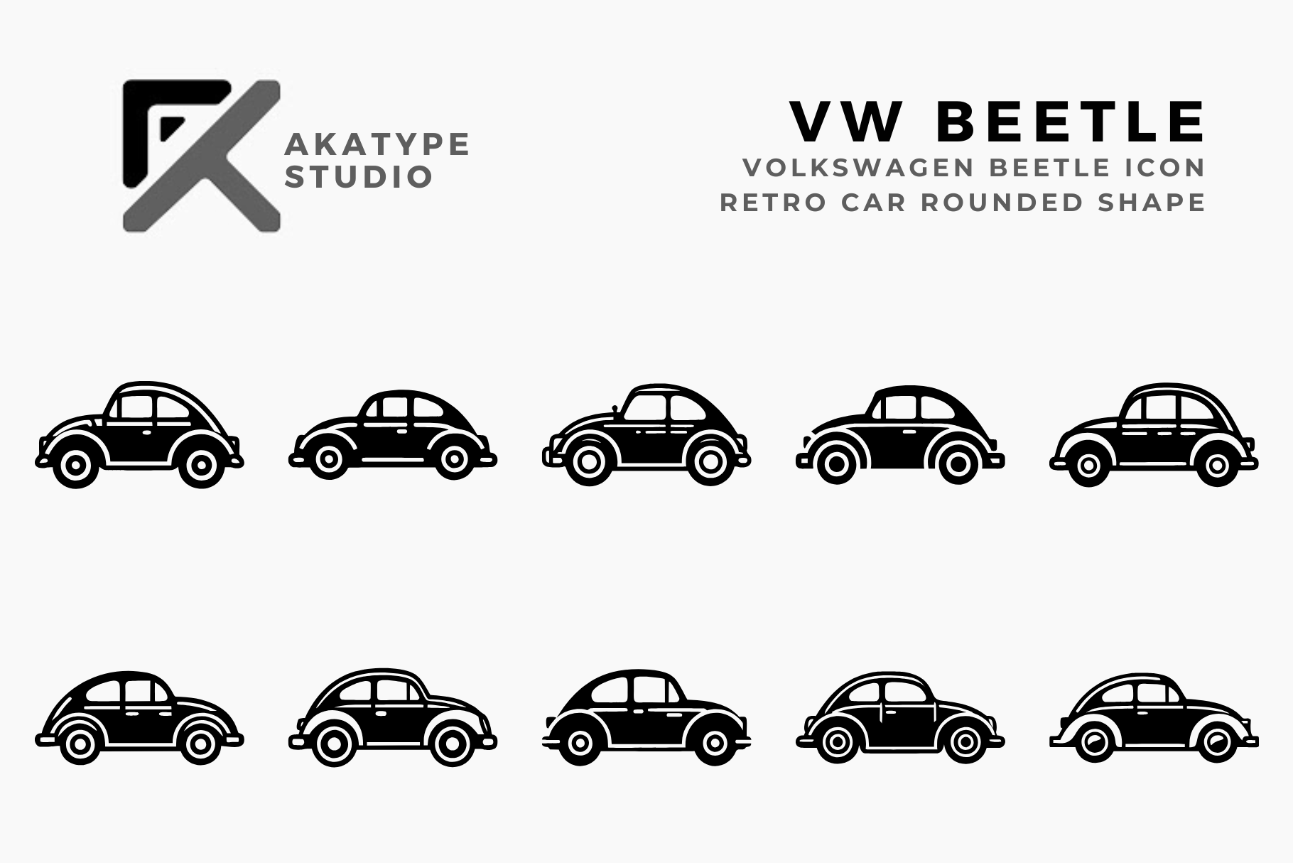 Volkswagen Beetle Icon Vector, a Solid Icon by Akatype Studio