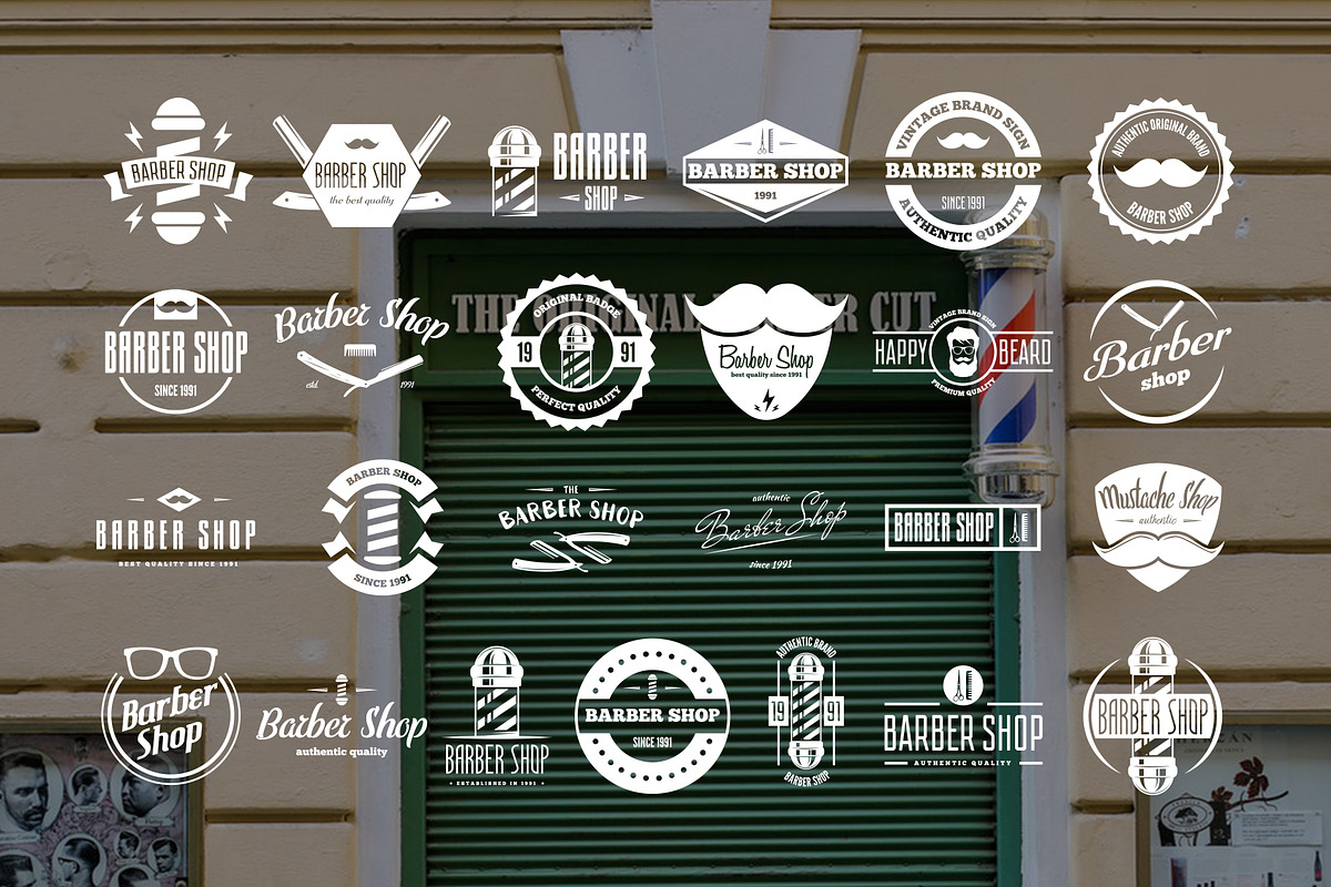Vintage Barber Shop Badges & Labels, a Branding & Logo Template by Lustra Frisk (Photo 3 of 3)