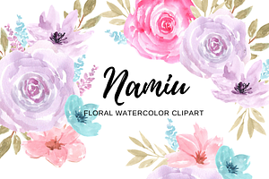 Watercolor Purple And Teal Floral