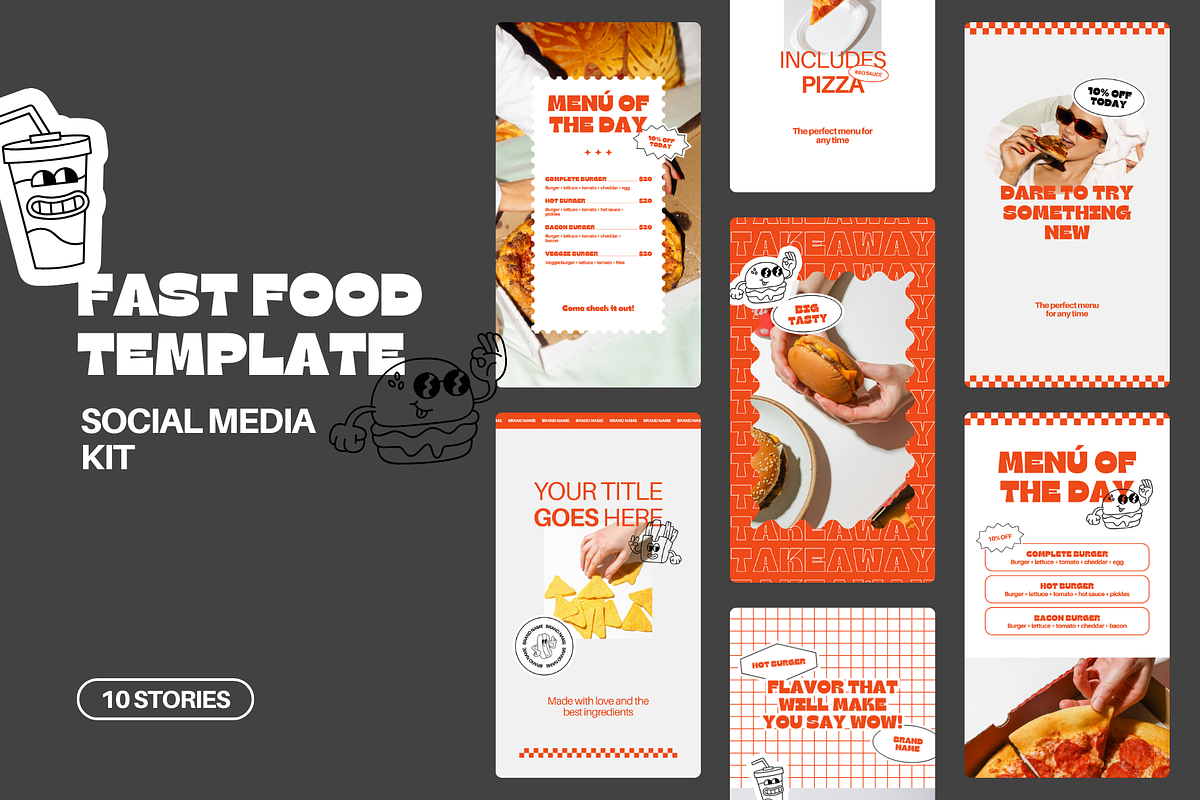 Fast Food Instagram Template Kit, a Social Media Template by Mila Estudio (Photo 5 of 6)