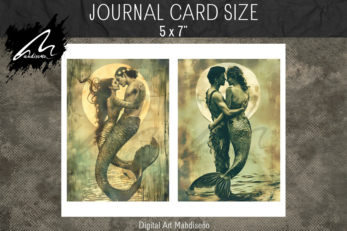 Vintage Mermaid Couple, Paper Print, a Person Illustration by Digital Art Mahdiseño (Photo 4 of 9)