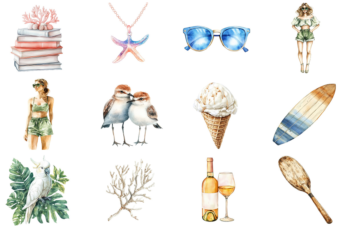 Watercolor Coastal Serenity Clipart, an Illustration by CitraGraphics (Photo 4 of 5)