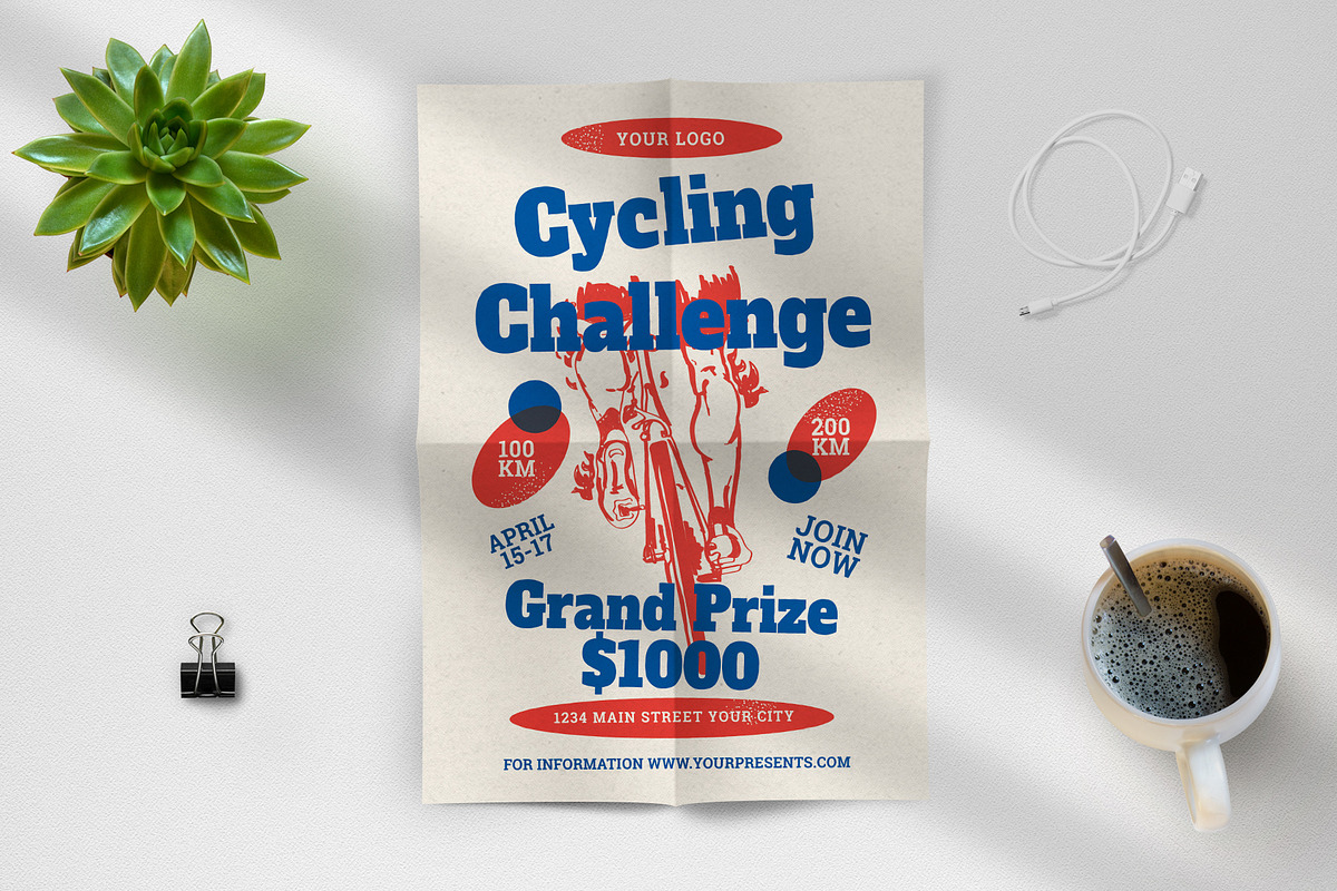 Retro Cycling Challenge Flyer, a Flyer Template by lilyshop