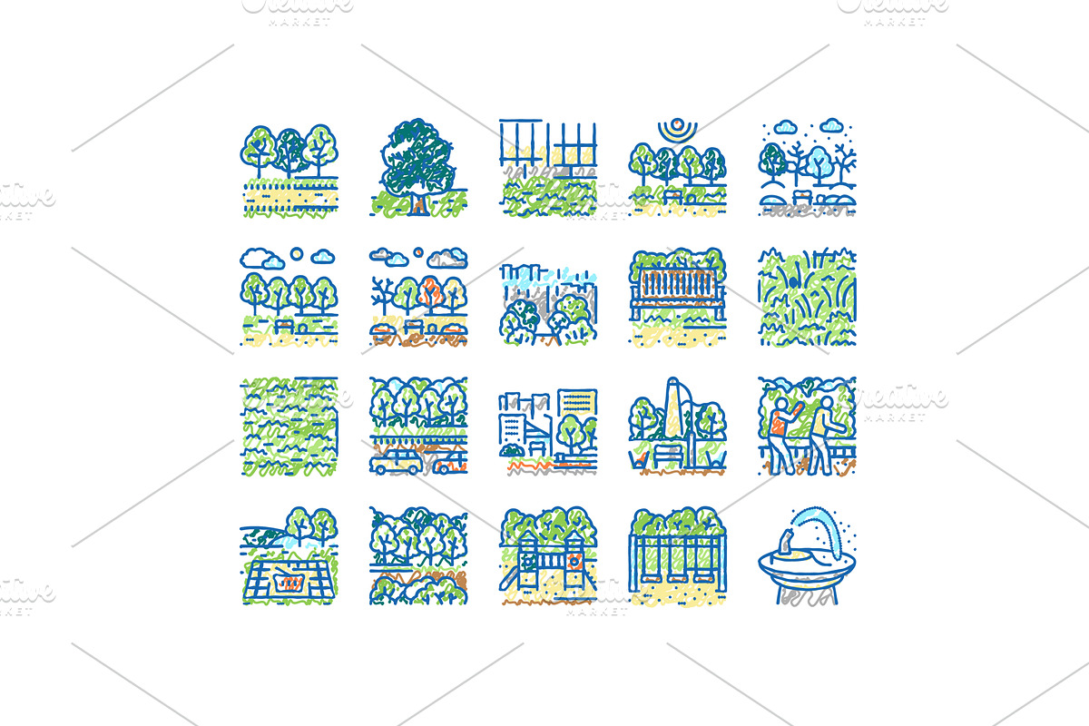 Park Meadow Nature And Playground, an Object Illustration by pikepicture