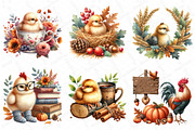 Watercolor Autumn Chicken Clipart, an Illustration by DreamPrint404 (Thumbnail 3 of 6)