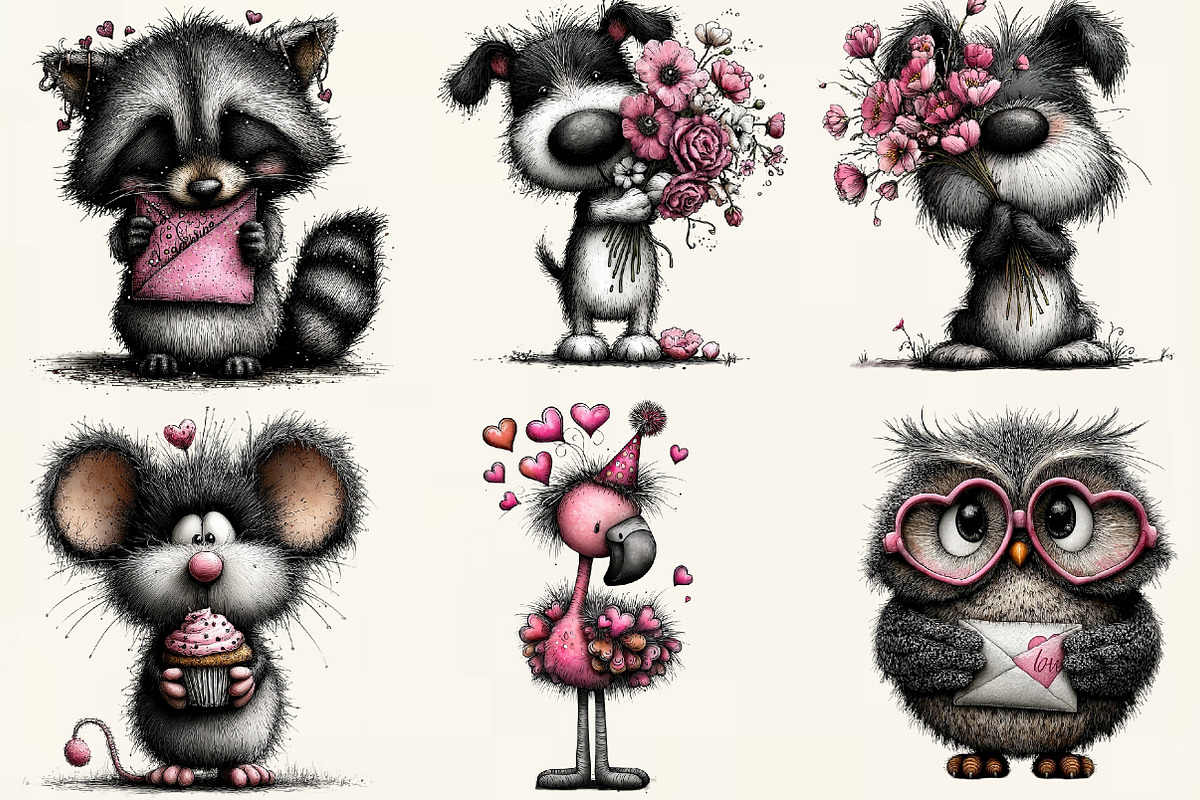 Watercolor Valentine Animals Clipart, an Illustration by DreamCafeArt (Photo 4 of 6)