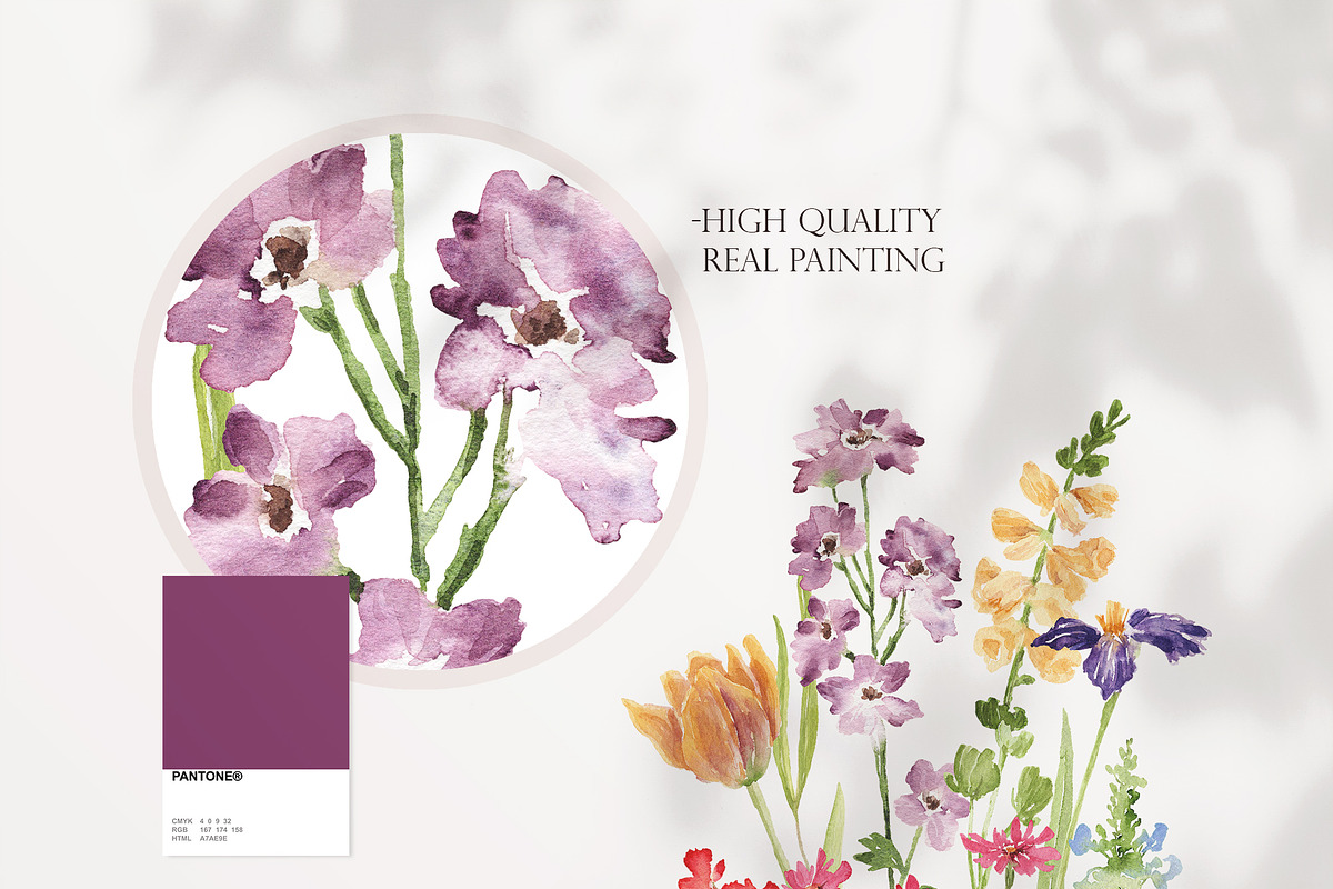 Dreaming Watercolor WILDFLOWER, a Decorative Illustration by Beigetime (Photo 2 of 14)