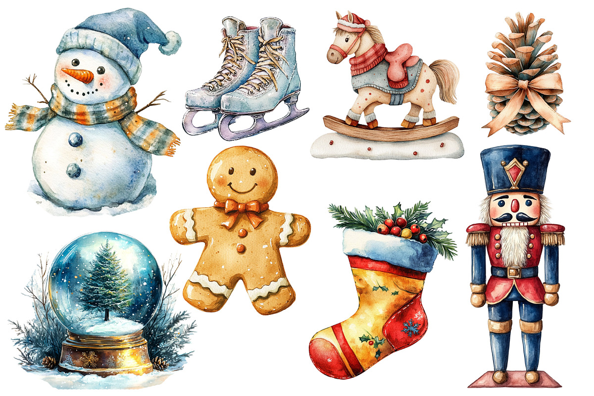 Watercolor Christmas Clipart Bundle, an Illustration by Dream Creation (Photo 4 of 4)