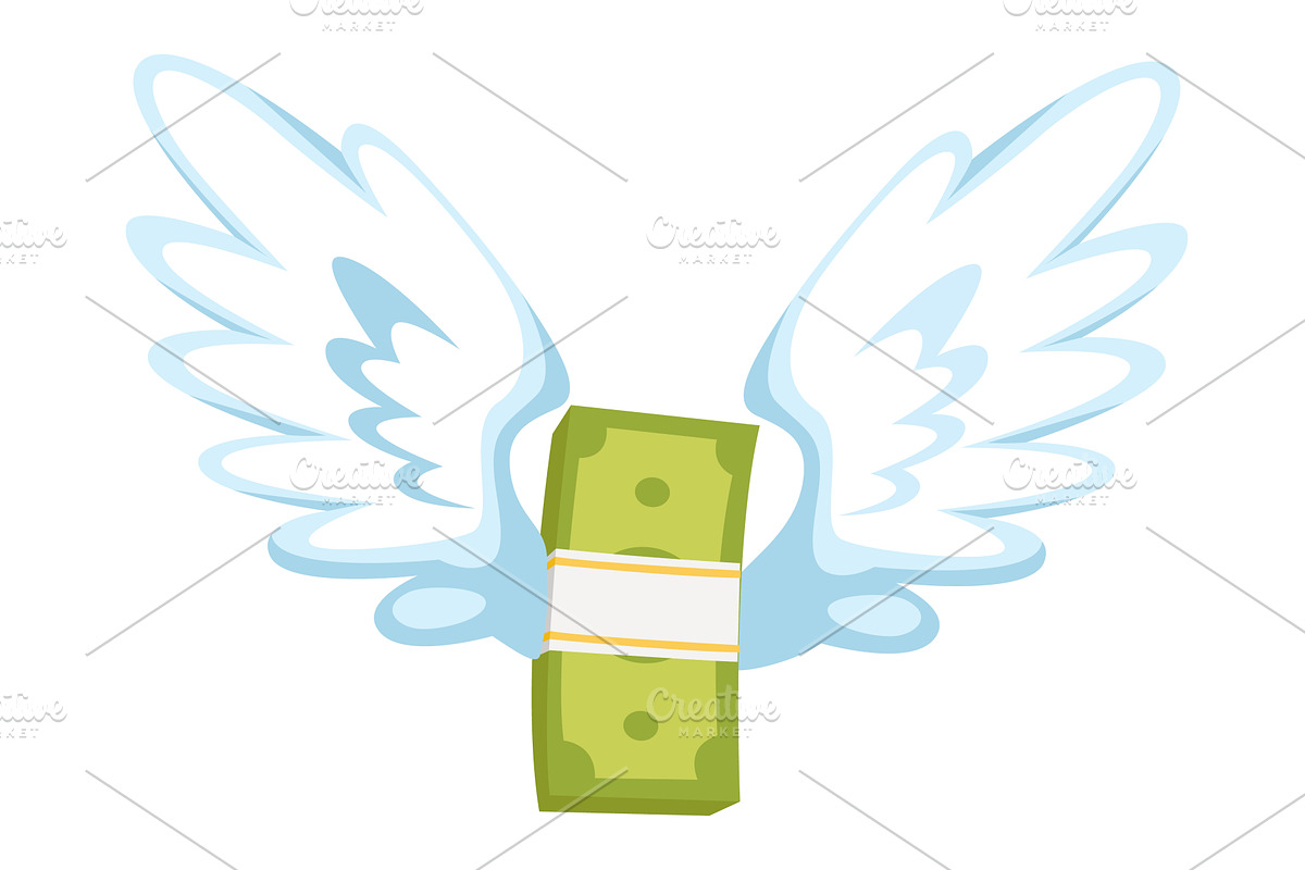 Bundle of green paper bills with, a Finance Illustration by Vectorbuum