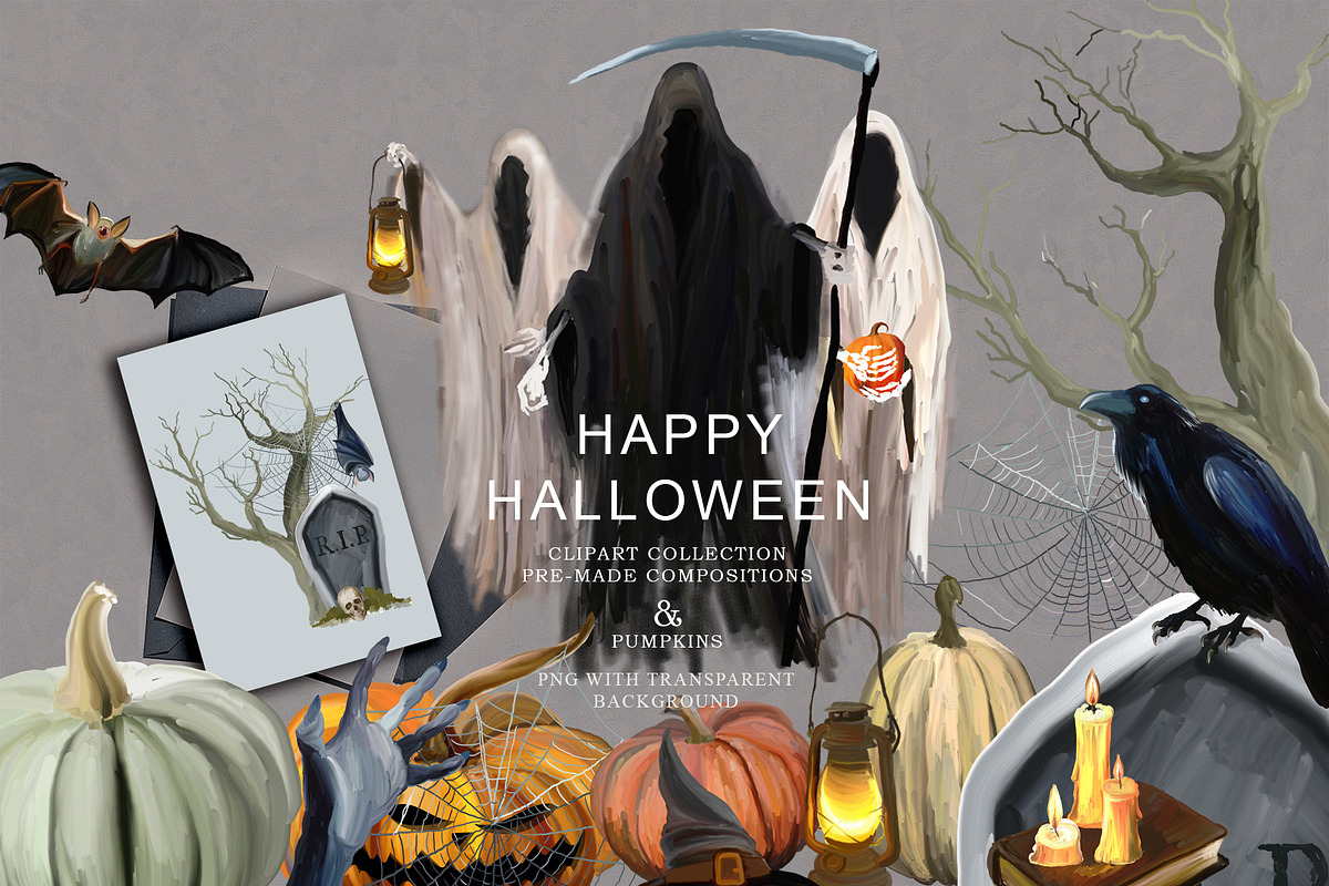 Happy Halloween - holiday clipart, a Seasonal Illustration by Vasmila (Photo 1 of 10)