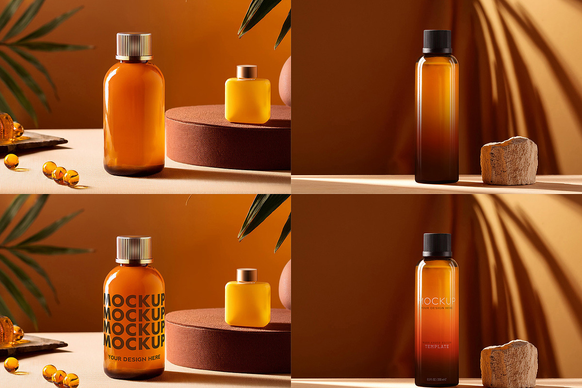 Bottle Cosmetic Mockups Set, a Packaging Mockup by BMACHINA Labs. (Photo 5 of 7)