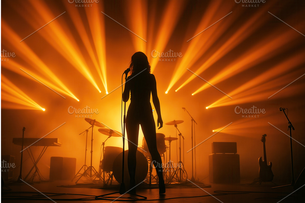 A silhouette of a female singer, a Person Illustration by Sergey Kotenev
