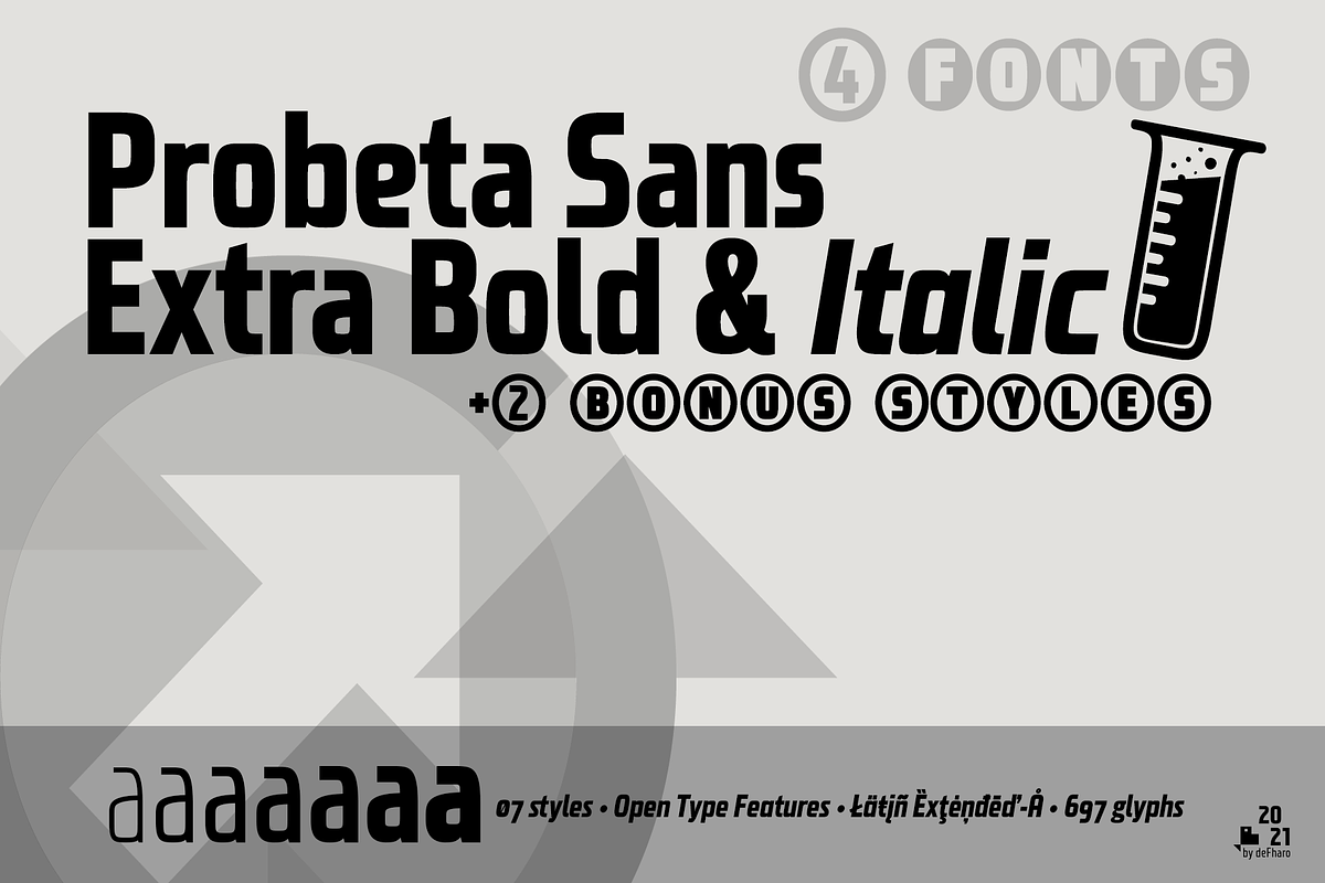 Probeta Extra Bold & Italic -4 fonts, a Sans Serif Font by deFharo (Photo 1 of 8)