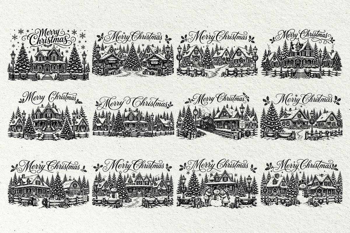 Christmas Village SVG Graphics, a Seasonal Illustration by DENIDigitalArtSudio (Photo 2 of 5)