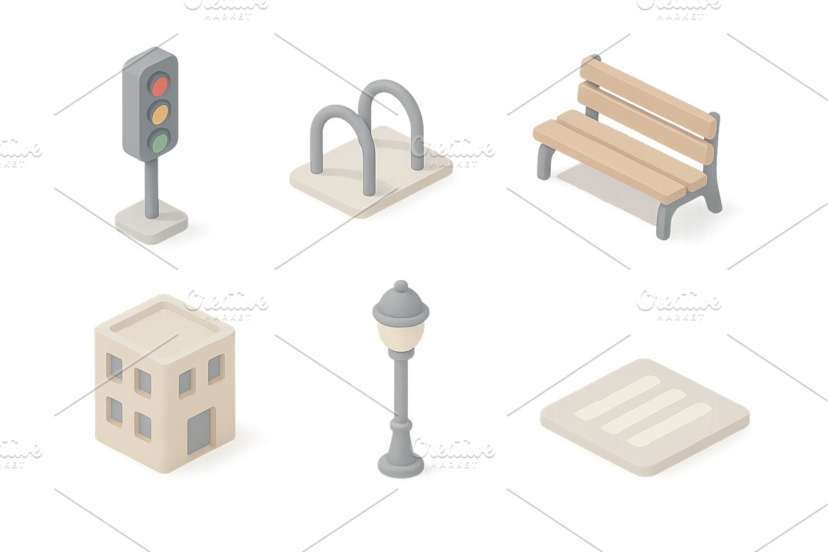 Urban elements including traffic, an Object Illustration by ZinetroN