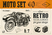 Motorcycle Retro Set, an Illustration by Retro Machine (Thumbnail 1 of 6)