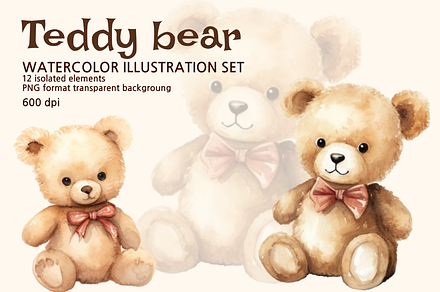 Teddy bears mini-set, a Decorative Illustration by Gershengorn Art