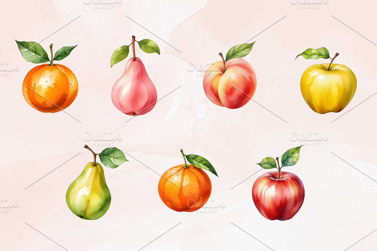 Watercolor Fruit Clipart, a Food Illustration by Coralcreations (Photo 5 of 5)