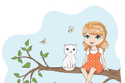 set with 32 cartoon girls-cute girls, an Animal Illustration by StudioLondon (Thumbnail 8 of 33)
