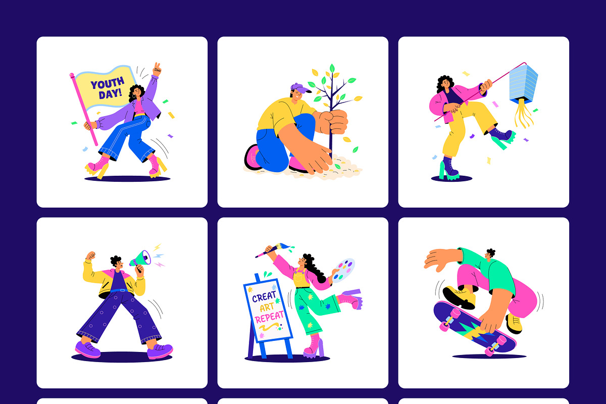95 Youth Day Illustrations Bundle, a Person Illustration by Creative Stall (Photo 9 of 12)