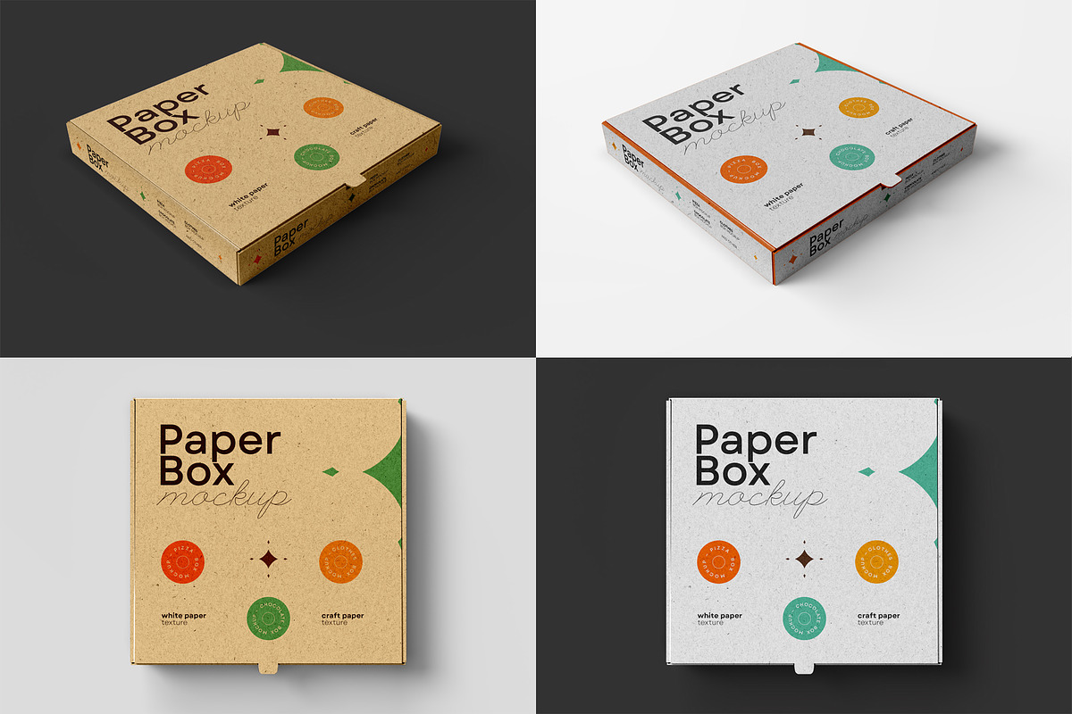 Paper Box Mockup, pizza, chocolate, a Packaging Mockup by dpi (Photo 2 of 7)