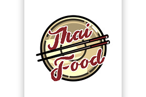 Color Vintage Thai Food Emblem