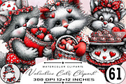 Valentine Cats Clipart, an Illustration by SVGArt (Thumbnail 1 of 7)