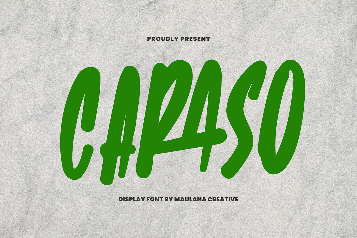 Caraso Bold Energetic Display Font, a Handwritten Font by Maulana Creative (Photo 1 of 7)
