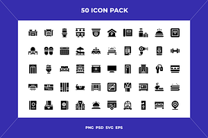 Hotel icons, an Outline Icon by Wencory
